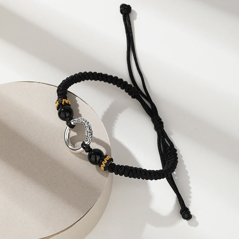 Bransoletka Buddha Stones 925 Sterling Silver Peace Buckle Uspicious Clouds Fortune Braided