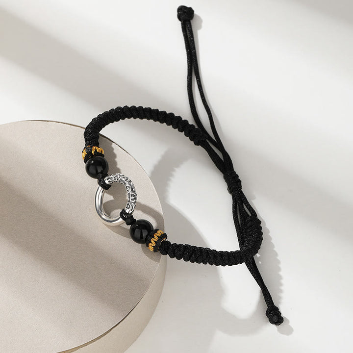 Bransoletka Buddha Stones 925 Sterling Silver Peace Buckle Uspicious Clouds Fortune Braided