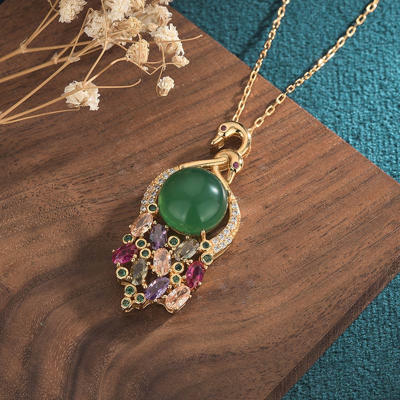 Naszyjnik z Buddha Stones Cyan Jade Success Chain Pendant