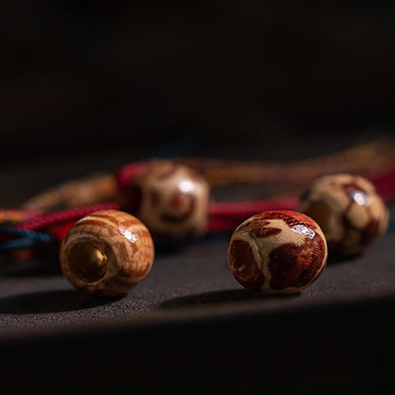 Buddha Stones Tybetańskie Ręcznie Robione Kolorowe Nici 925 Srebro Sterling Ochrona Ryb Koi Siła Bransoletka Sznurkowa