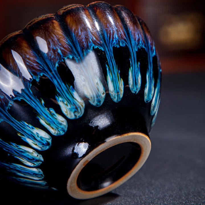 Buddha Stones Lotos Złota Rybka Pomyślny Smok Feniks Ceramiczny Filiżanka Do Herbaty Intarsjowane Filiżanki Do Herbaty 130ml