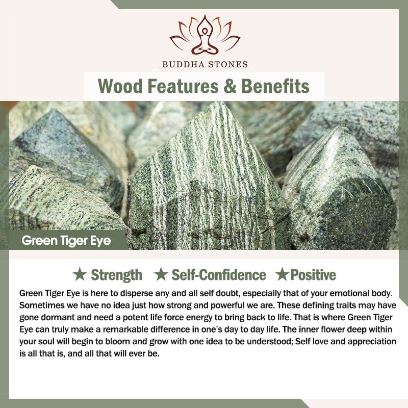 Bransoletka wzmacniająca z Buddha Stones Natural Green Tiger Eye