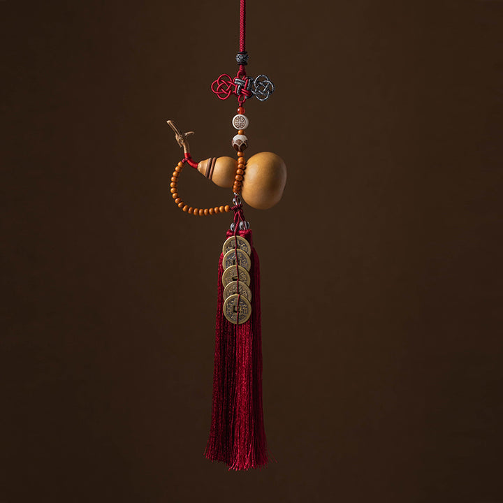 Buddha Stones Feng Shui Monety Tykwa Chiński Węzeł Szczęśliwe Monety Pięć Cesarskich Pieniędzy Bogactwo Frędzle Dekoracja