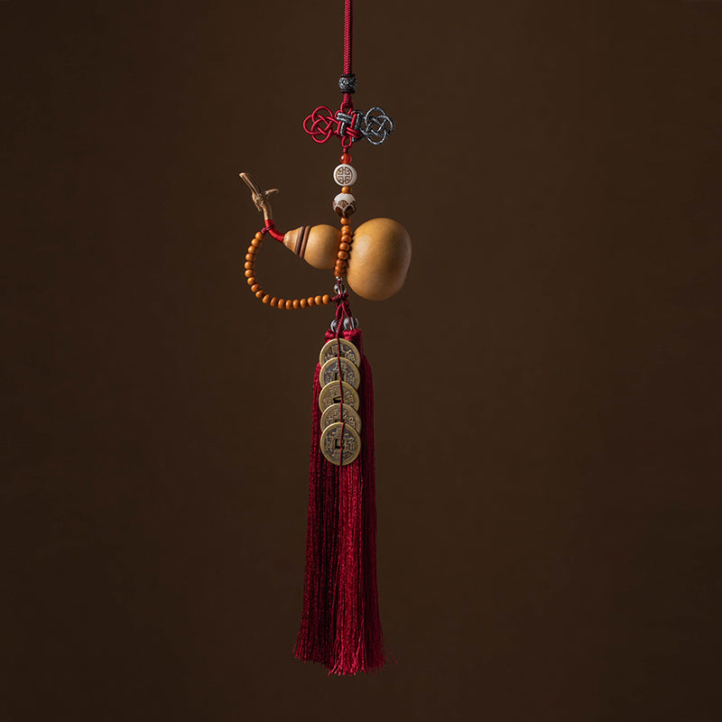 Buddha Stones Feng Shui Monety Tykwa Chiński Węzeł Szczęśliwe Monety Pięć Cesarskich Pieniędzy Bogactwo Frędzle Dekoracja