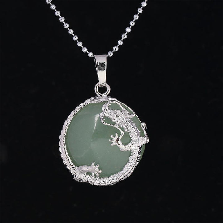 Buddha Stones Chiński Smok Naturalny Kryształ Kwarcowy Uzdrawiająca Energia Naszyjnik Wisiorek - Zielony awenturyn - image 13