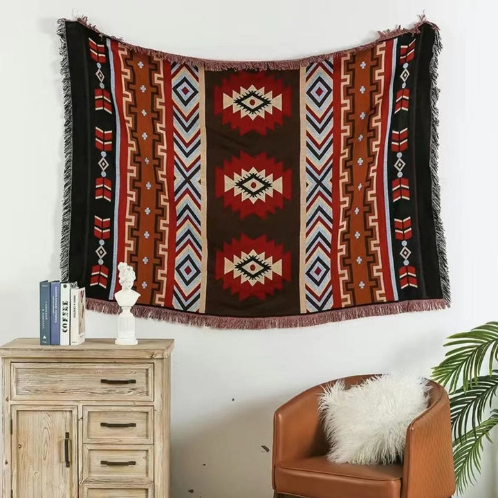 Geometryczny ciepły wygodny koc kempingowy do biura domowego