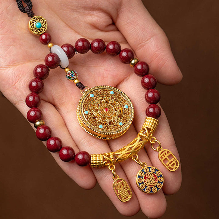 Buddha Stones Naturalne Cynober Życzenie Ruyi Pokój Błogosławieństwo Wisząca Dekoracja Samochodowa