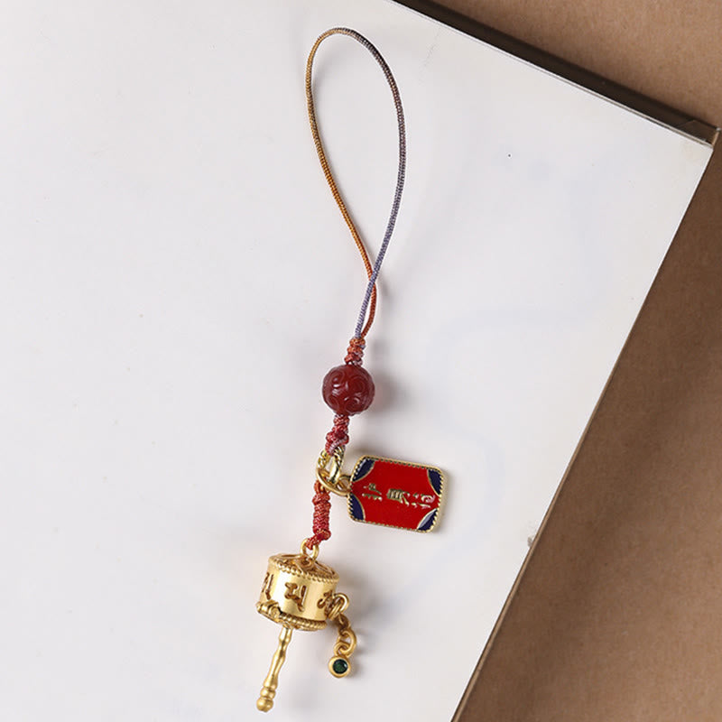 Buddha Stones Tybetańskie Om Mani Padme Hum Koło Modlitewne Amulet Urok Ochrona Telefon Wiszący Dekoracja
