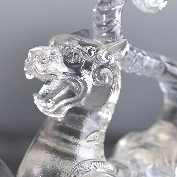 Buddha Stones Feng Shui Cztery Symbole Błękitny Smok Ręcznie Robiony Kryształ Liuli Dzieło Sztuki Dekoracja Domu Biurowego