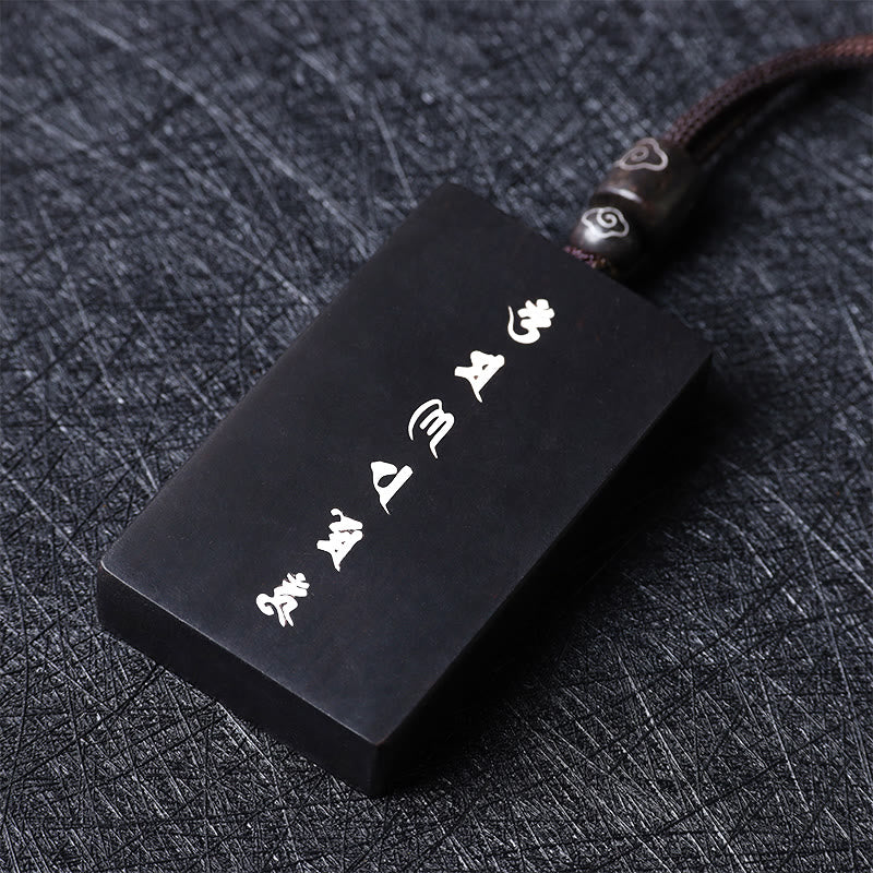 Buddha Stones 999 Srebro Sterlingowe Mały Liść Czerwony Sandałowiec Drewno Hebanowe Om Mani Padme Hum Intarsjowany Naszyjnik Ochronny Wisiorek - image 12