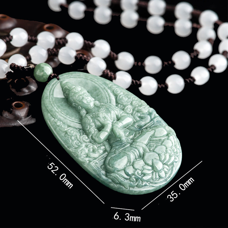 Buddha Stones Naturalny Jadeit Awalokiteśwara Amulet Naszyjnik Bogactwo Wisiorek - image 9