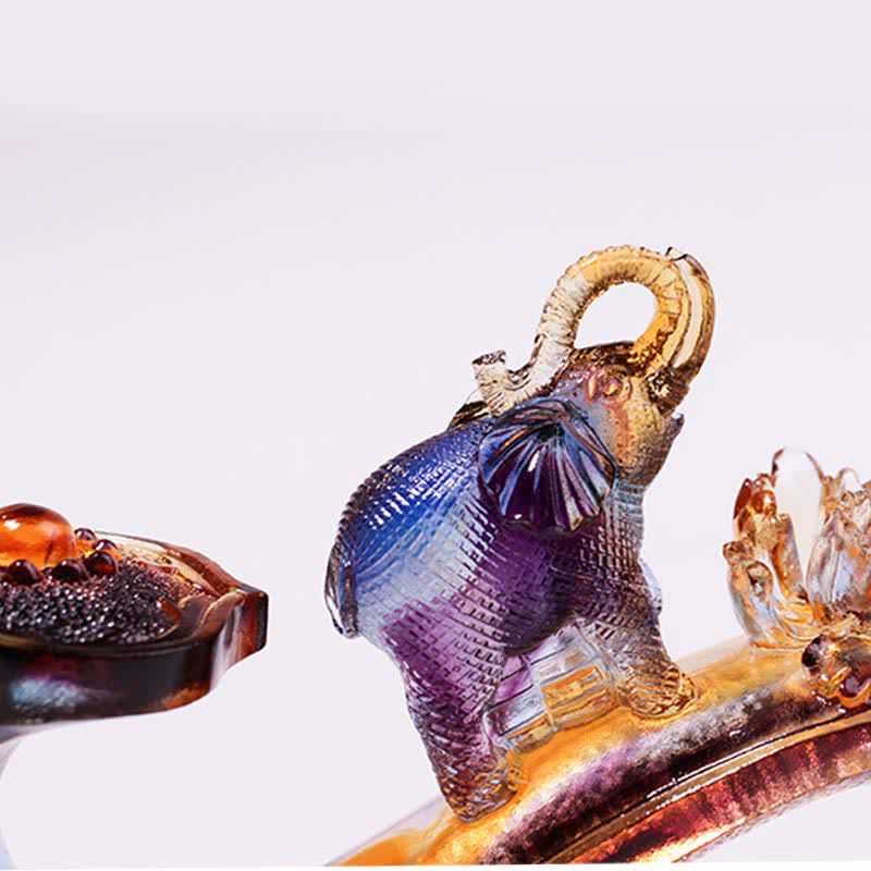 Ręcznie robiony kryształowy słoń Liuli Ruyi, dekoracja domu z kryształową podstawą