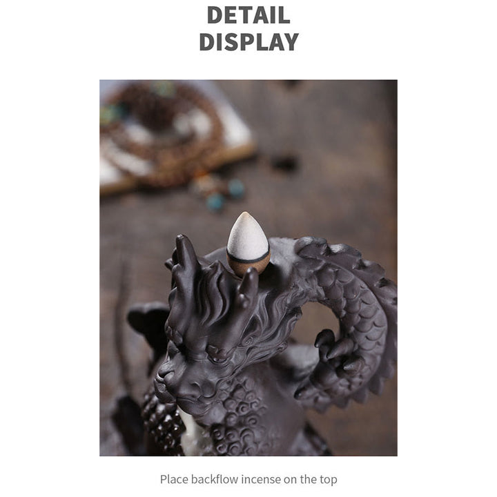 Buddha Stones Smok Budda Pomyślne Chmury Fioletowa Glina Uzdrawiająca Kadzielnica Dekoracja