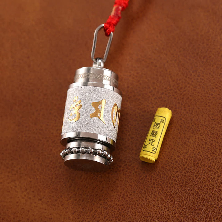 Buddha Stones Tybet Om Mani Padme Hum Shurangama Mantra Tytanowa stal Mądrość Amulet Naszyjnik Wisiorek - image 12