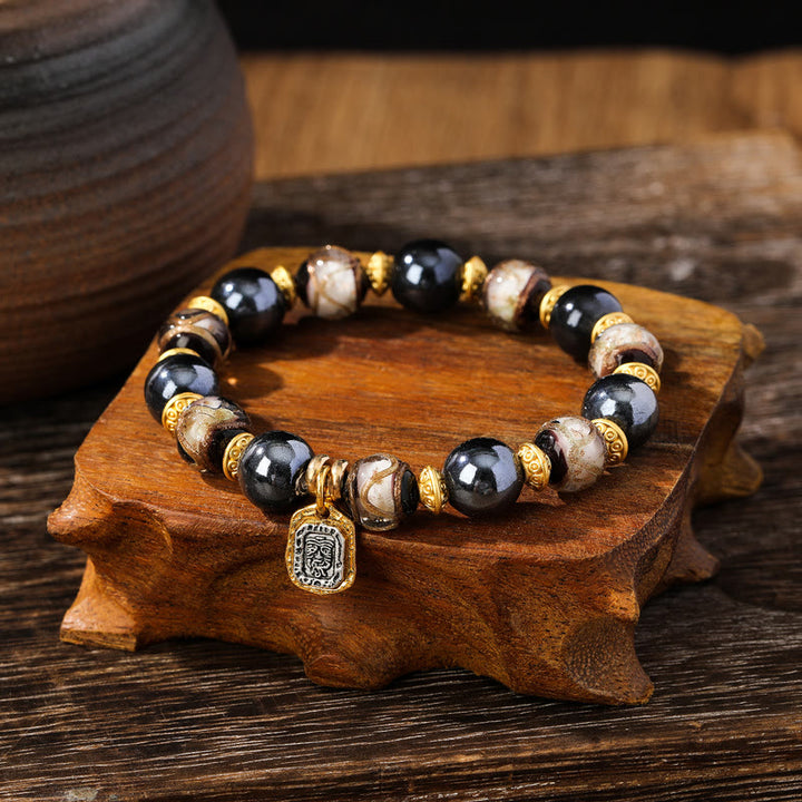 Buddha Stones Tybetańskie Zakiram Bogini Bogactwa Liuli Szkło Kadzidło Popiół Porcelanowe Koraliki Bransoletka Szczęścia