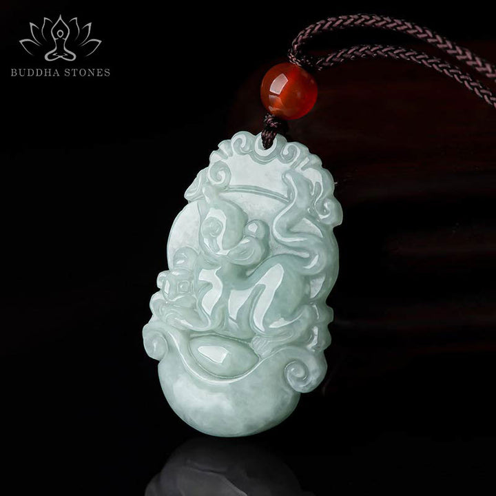 Naszyjnik z Buddha Stones Naturalny Jadeit 12 Chiński znak zodiaku Sukces - image 1