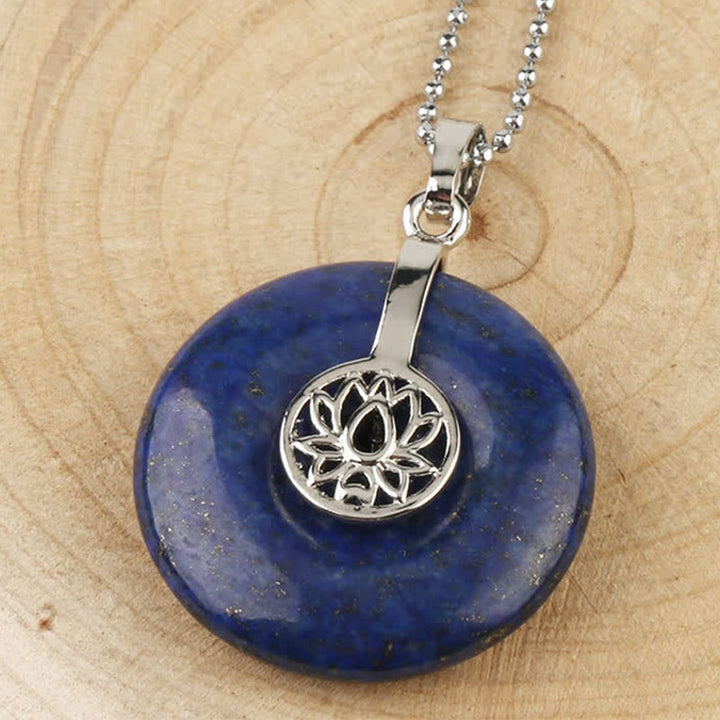 Buddha Stones Różne Kryształy Ametyst Różowy Kryształ Lotos Uzdrawiający Naszyjnik Wisiorek - Lazuryt - image 15