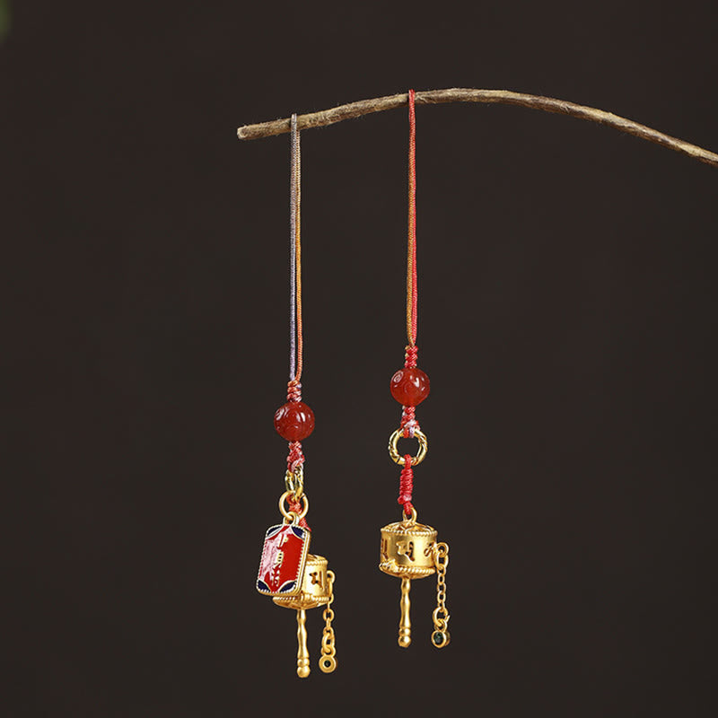 Buddha Stones Tybetańskie Om Mani Padme Hum Koło Modlitewne Amulet Urok Ochrona Telefon Wiszący Dekoracja