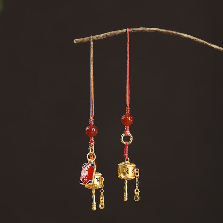 Buddha Stones Tybetańskie Om Mani Padme Hum Koło Modlitewne Amulet Urok Ochrona Telefon Wiszący Dekoracja