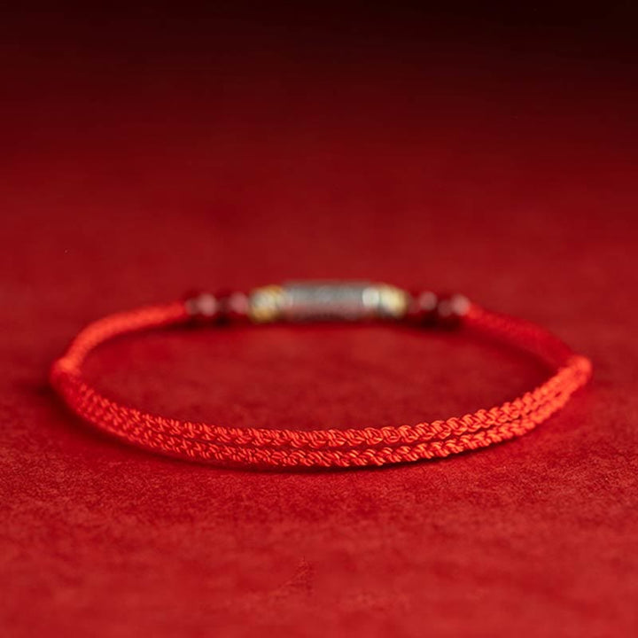 Buddha Stones 925 Srebro Sterling Ryba Koi Koralik Cynober Bogactwo Ręcznie Robiona Bransoletka Pleciona Bransoletka na Nogę