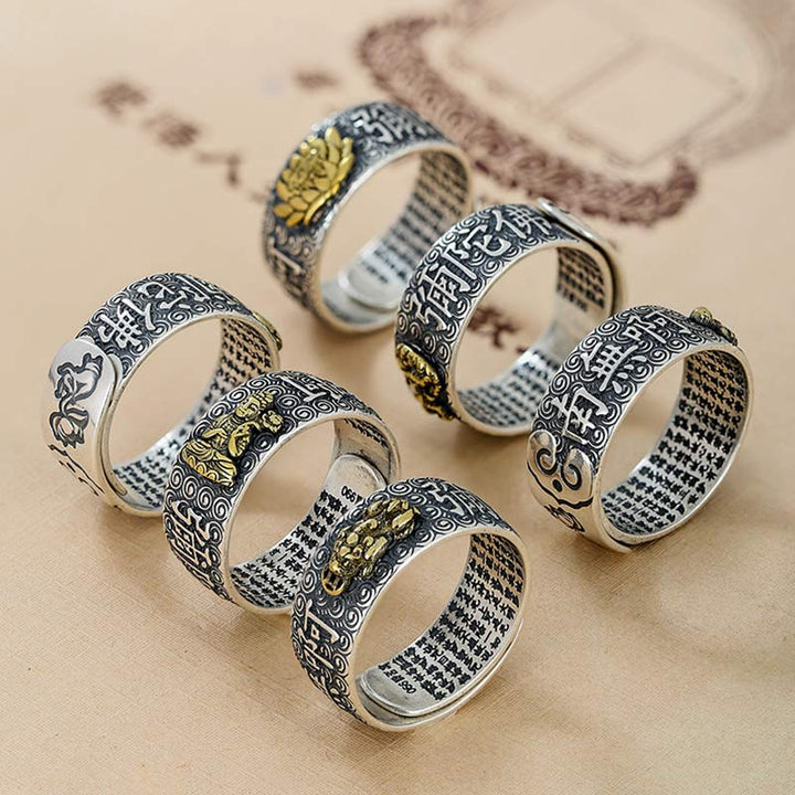 Buddha Stones Chiński Zodiak Natal Budda Bogactwo Szczęście Regulowany Pierścień