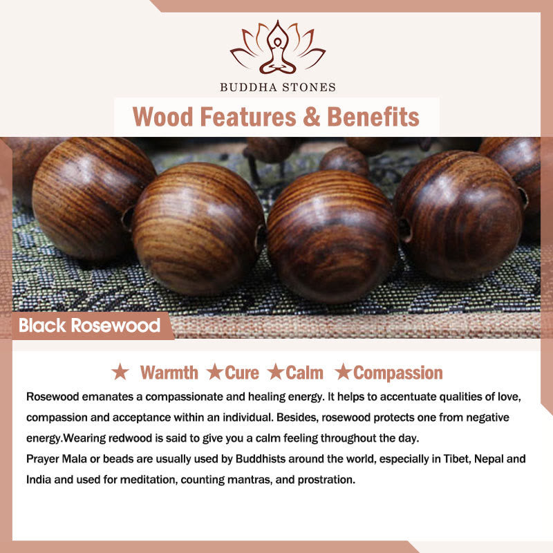 Bransoletka Buddha Stones Ebony Green Sandałowiec Czarny Palisander Bambus Peace