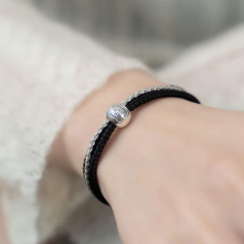 Buddha Stones 925 Srebro Sterling Tybetański Zakiram Bogini Bogactwa Szczęścia Bransoletka Sznurkowa