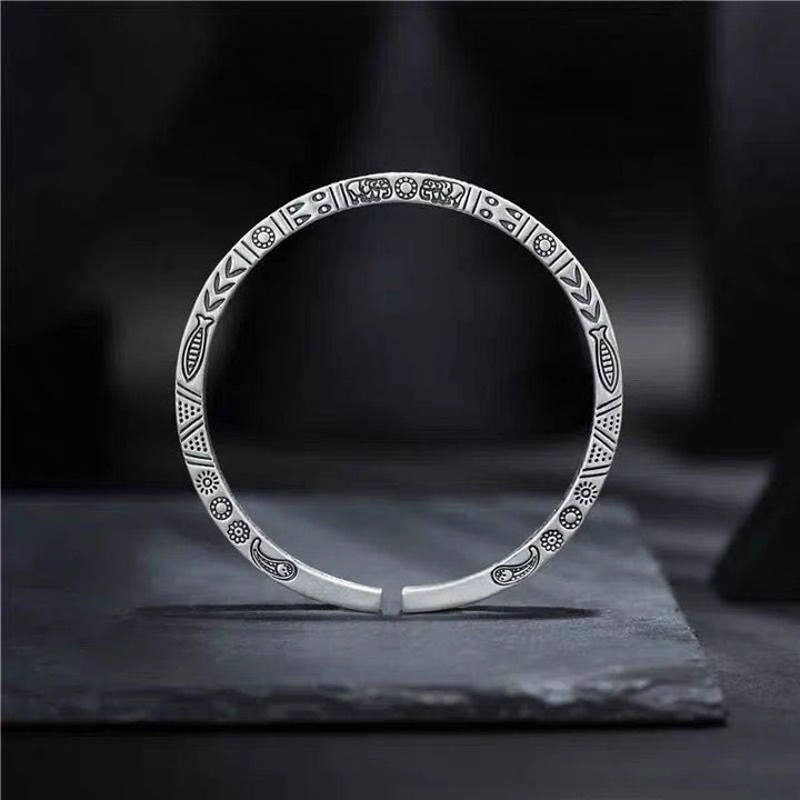 Buddha Stones Koi Ryba Słoń Słońce Totem Szczęście Bogactwo Mankiet Bransoletka Bangle