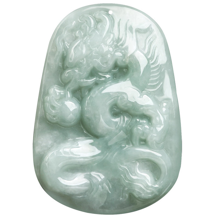 Buddha Stones Chiński Zodiak Latający Smok Jade Ochrona Naszyjnik Wisiorek Sznurek