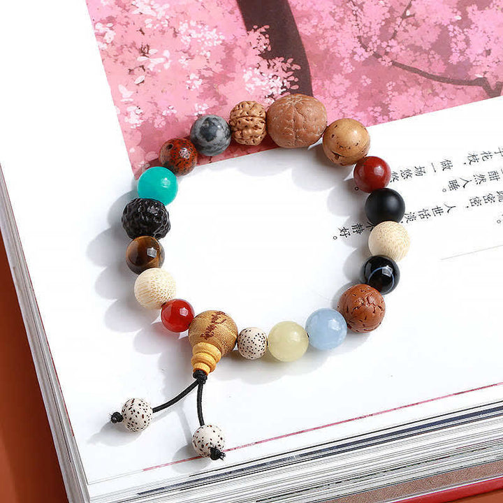 Bransoletka na nadgarstek Mala z Buddha Stones Bodhi Seed Agat Wisdom Harmony