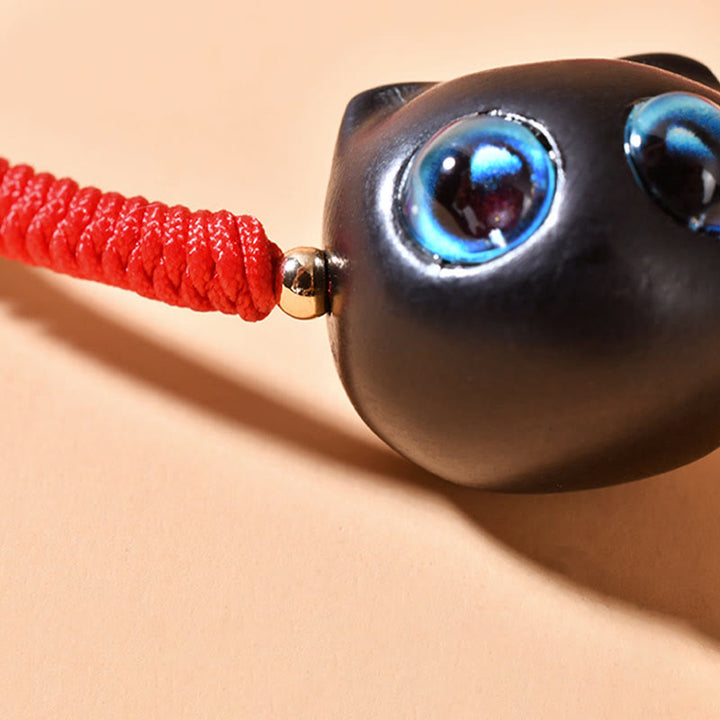 Buddha Stones Drewno Hebanowe Głowa Kota Wzór Pokoju King Kong Węzeł Bransoletka Pleciona - image 11