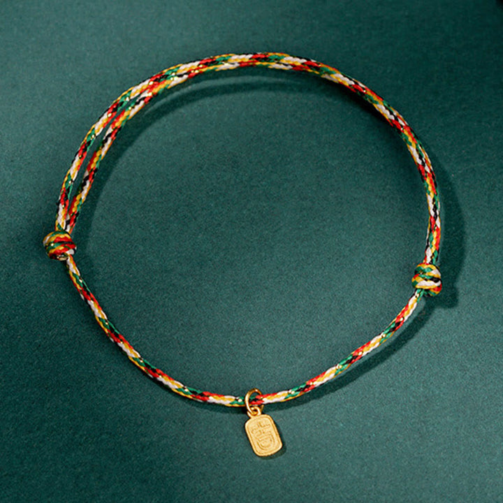 Buddha Stones Pomyślny Fu Charakter Pokój I Radość Szczęście Ręcznie Robione Wielokolorowe Dziecko Dorosły Bransoletka