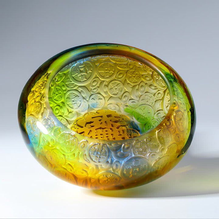 Ręcznie robione miski kryształowe Liuli Treasure Bowl Ingots Art Dekoracja domu