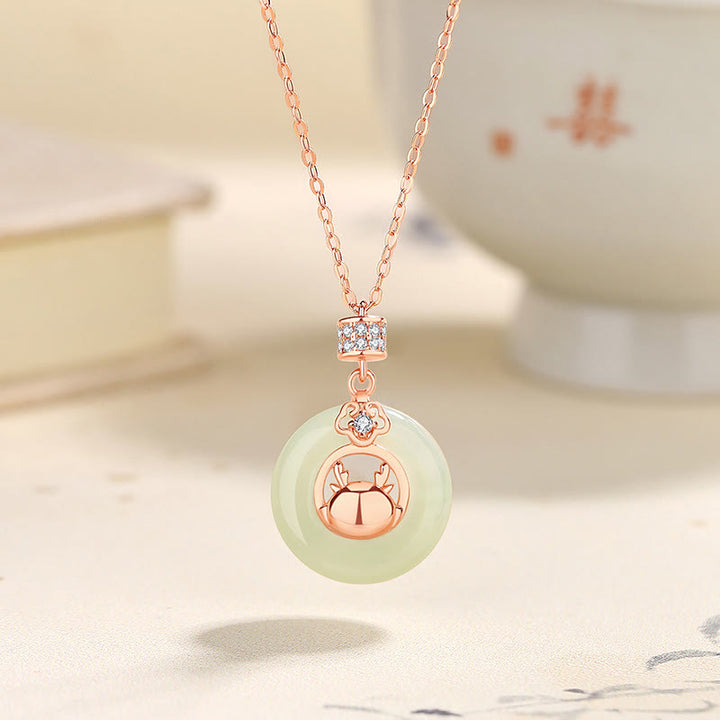 Buddha Stones 925 Srebro Sterling Rok Smoka Naturalny Hetian Jade Cyrkon Zapięcie Pokoju Ochrona Bransoletka Naszyjnik Wisiorek