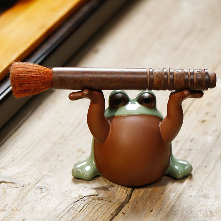 Buddha Stones FengShui Bogactwo Szczęście Słodka Żaba Ceramiczna Herbata Zwierzę Figurka Dekoracja