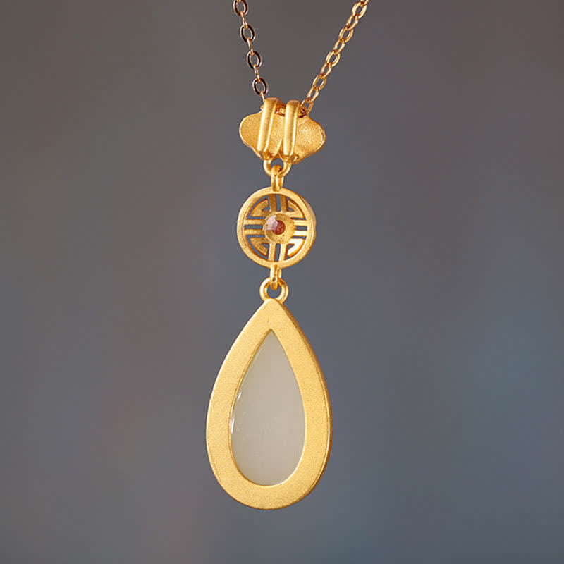 925 Srebro Sterlingowe Hetian Biały Jade Naszyjnik z Kroplą Wody Bransoletka Wisiorek