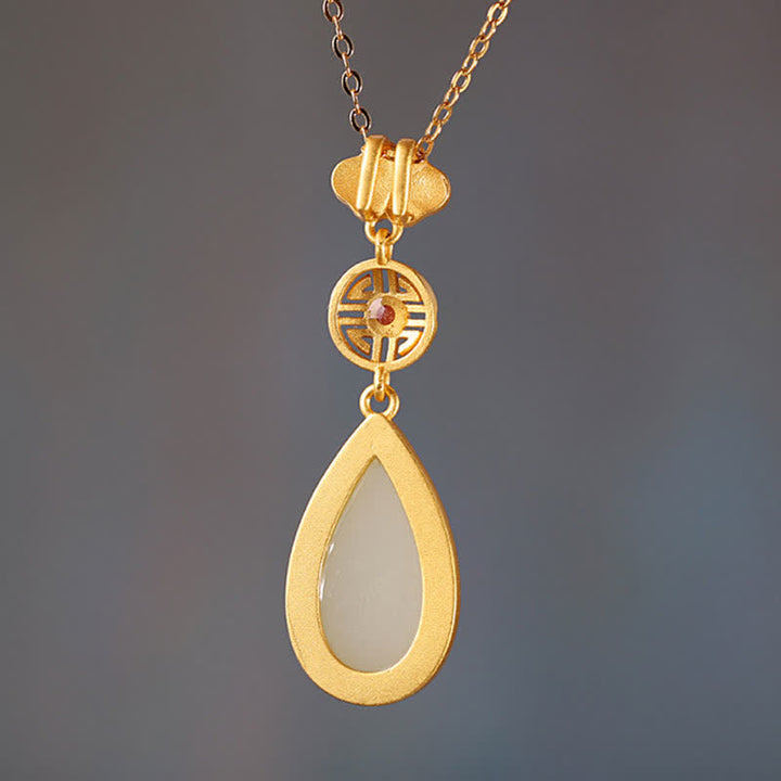 925 Srebro Sterlingowe Hetian Biały Jade Naszyjnik z Kroplą Wody Bransoletka Wisiorek