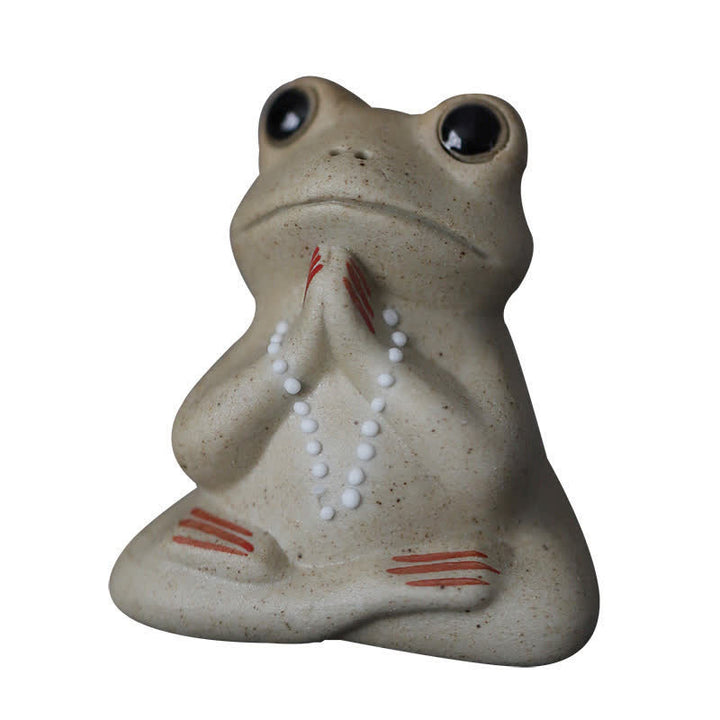 Medytująca ceramiczna mała figurka żaby