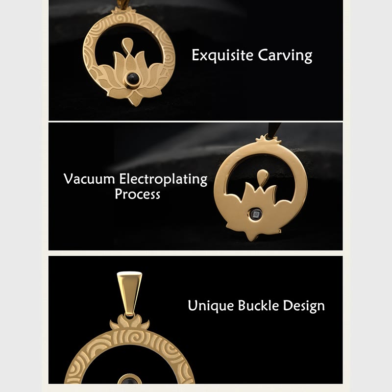 Buddha Stones Lotos Tytanowa Stal Oświecenie Projekcja Shurangama Mantra Naszyjnik Wisiorek