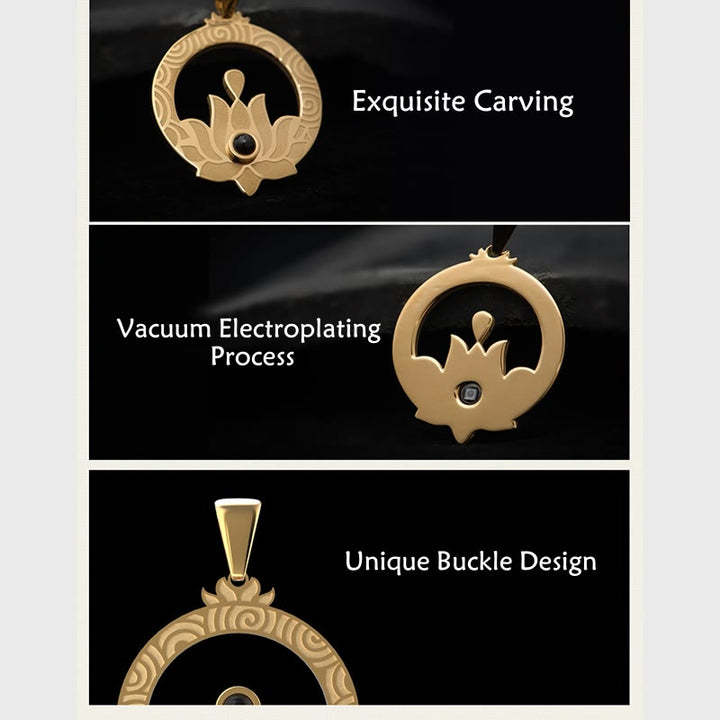 Buddha Stones Lotos Tytanowa Stal Oświecenie Projekcja Shurangama Mantra Naszyjnik Wisiorek