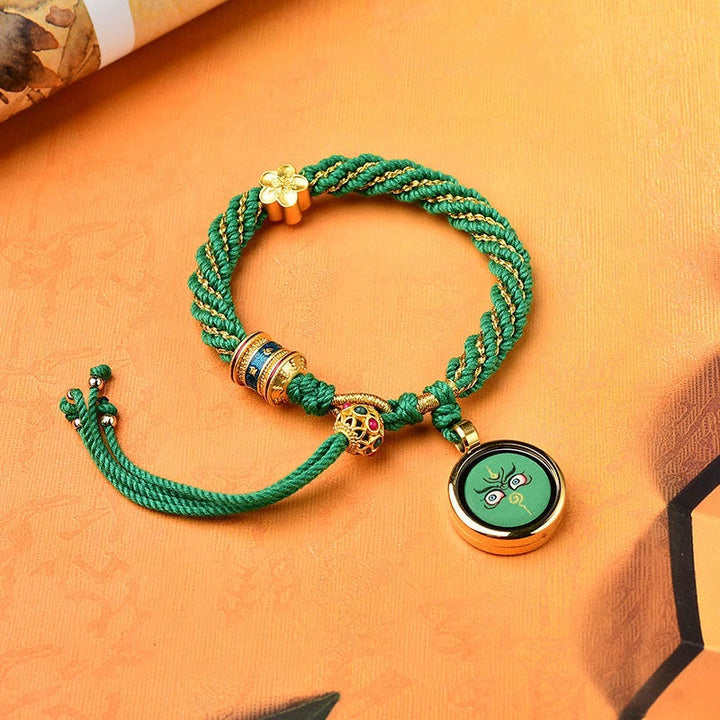 Buddha Stones Tybet Ręcznie Robione Pięć Bogów Bogactwa Szczęścia Thangka Amulet Koło Modlitewne Kwiatowy Urok Bransoletka Z Tkanego Sznurka