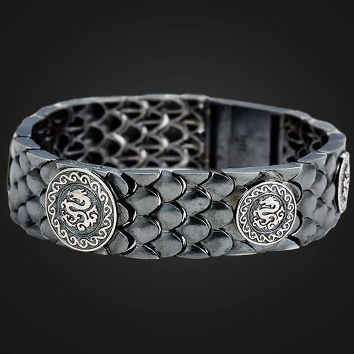 Buddha Stones 925 Srebro Sterling Wagi Smoka Szczęście Sukces Bransoletka Bangle