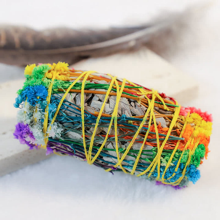 Buddha Stones Kolorowe Stokrotki Czerwone Róże Kwiaty Smudge Stick Do Domowego Oczyszczania Kadzidła Uzdrawiająca Medytacja Smudge Sticks Rytuały Zestaw