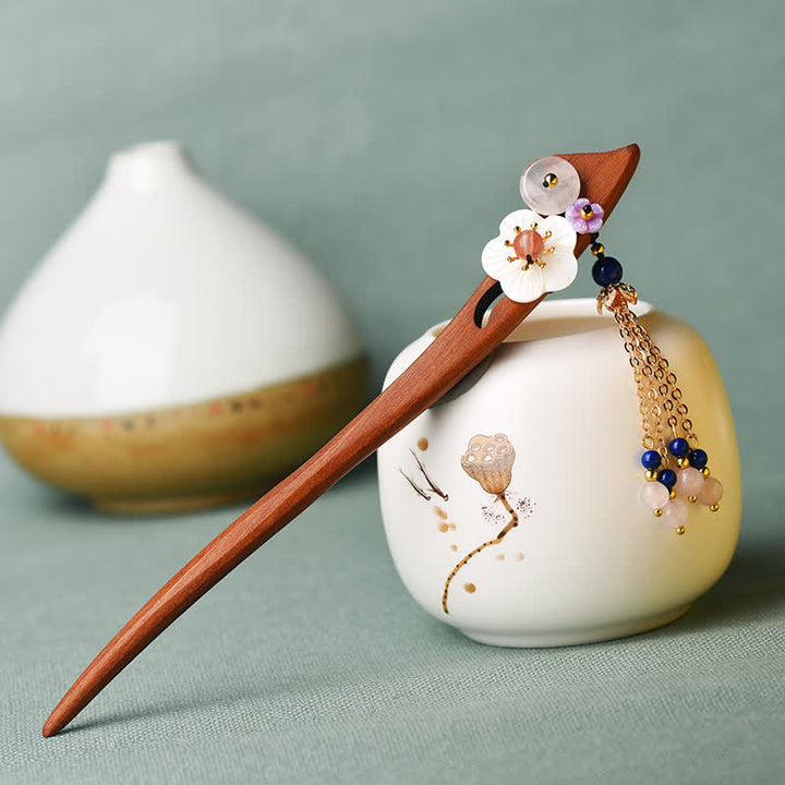 Czerwony sandałowiec różowy kryształowy urok uzdrawiająca spinka do włosów