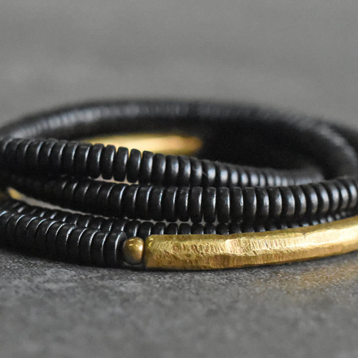 Bransoletka Buddha Stones Ebony Wood Copper Balance Multilayered