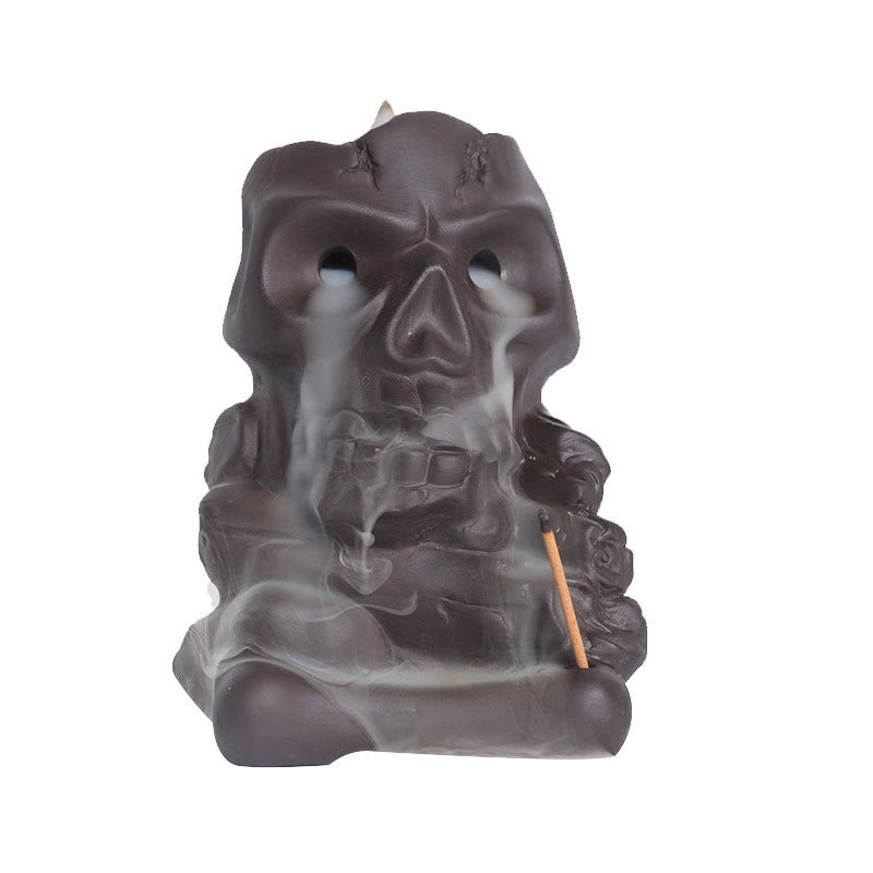 Buddha Stones Halloween Czaszka Głowa Fioletowa Glina Uzdrawiająca Kadzielnica Dekoracja