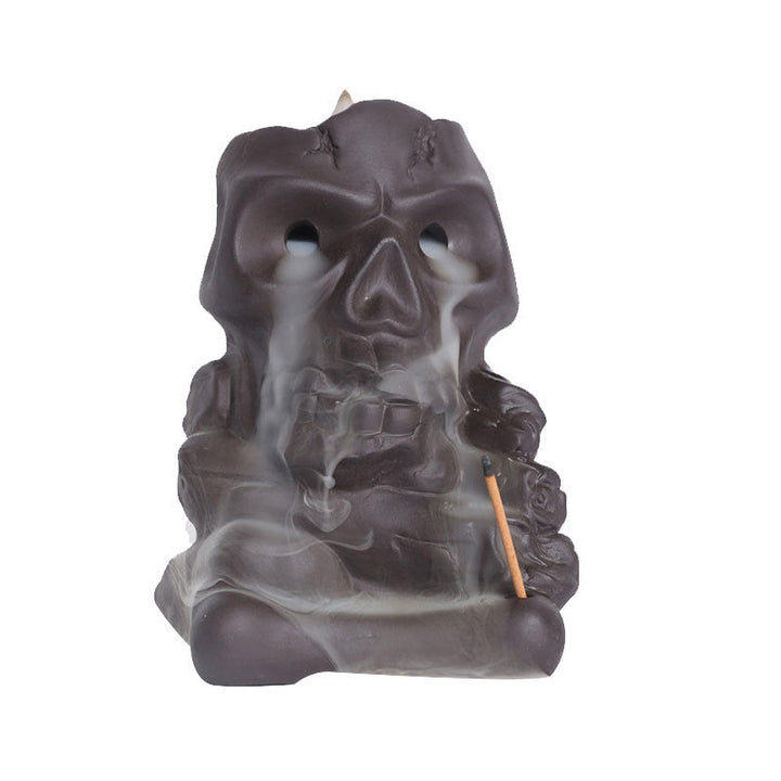 Buddha Stones Halloween Czaszka Głowa Fioletowa Glina Uzdrawiająca Kadzielnica Dekoracja