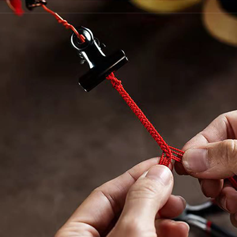 Buddha Stones Ręcznie robione PiXiu Cinnabar Wealth Luck Bransoletka pleciona