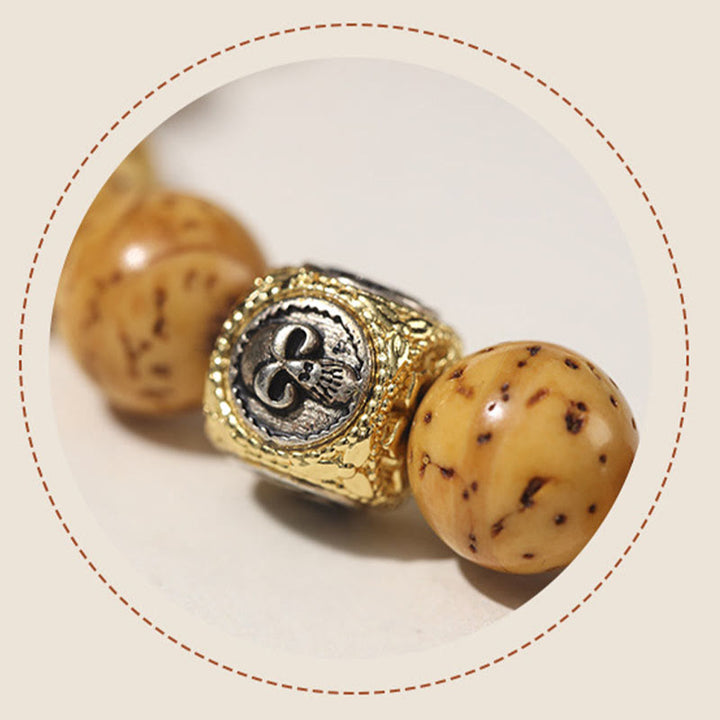 Buddha Stones Tybetańskie Naturalne Fioletowe Złoto Szczur Bodhi Nasiona Bogactwa Bransoletka Podwójnie Owijana