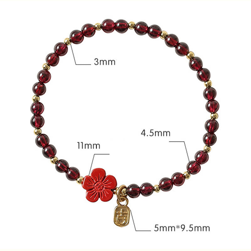 Bransoletka Buddha Stones 14K Gold Natural Granat Cinnabar Flower Calm - image 10
